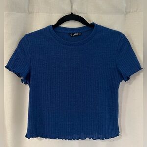 Medium SHEIN ribbed electric blue cropped top